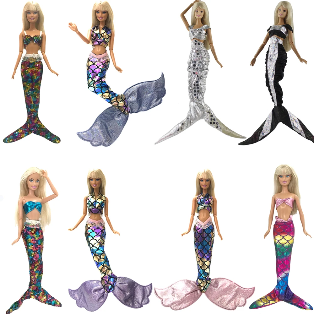 NK One Set Doll Cosplay Clothing Similar Fairy Tale Mermaid Tail Wedding Dress Gown Party Outfit For Barbie Doll DIY Gift 02A JJ