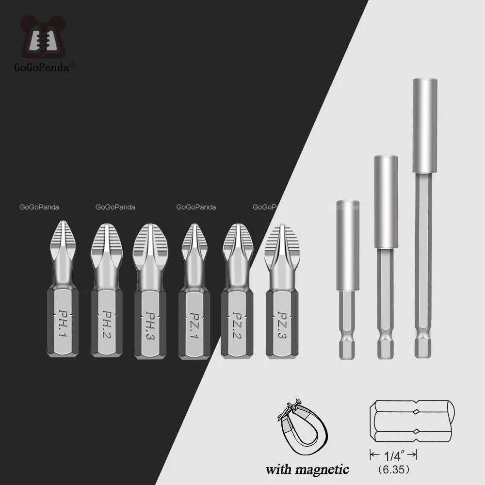 10Pcs/Lot 25mm CR-V PZ/PH Pozidrive Phillips Bits Hex Shanked Anti Slip Screwdriver Bits Magnetic Single Head PZ1 PZ2 PZ3 6.35mm