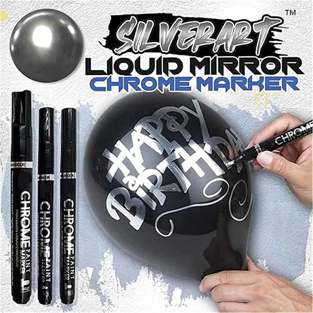 Silver Mirror Marker DIY Paint Liquid Chrome Finish Water UV Resistent Student Supplies Craftwork Pen Accessories