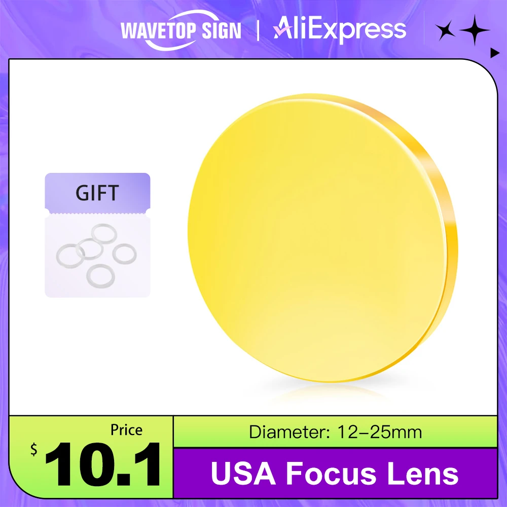 Focus Lens USA CVD ZnSe Dia 12 15 18 19.05 20 25 FL 38.1 50.8 63.5 76.2 101.6 127mm for CO2 Laser Engraving Cutting Machine