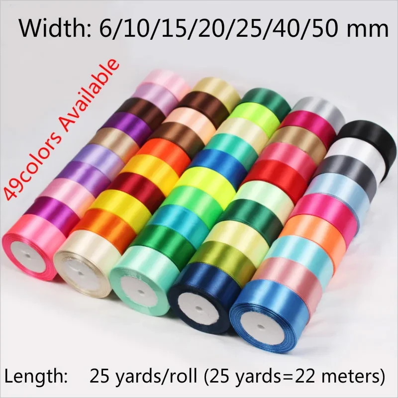 25Yards/Roll 6mm 10mm 15mm 20mm 25mm 40mm 50mm Silk Satin Ribbons arts crafts sewing ribbon handmade crafts materials gift wrap