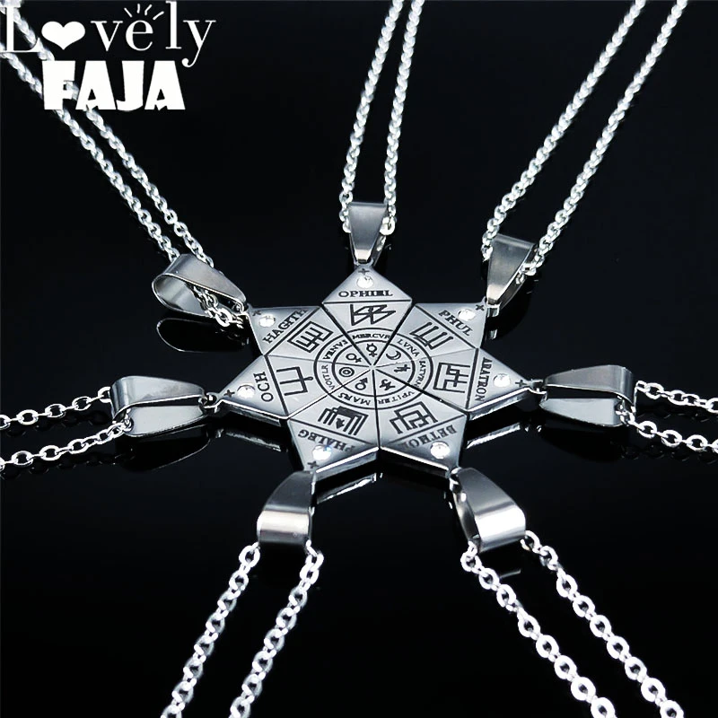 7pcs Clavicula Nox  Stainless Steel Pendant Necklace Hidden Jewelry Satanic Goetia symbol Shirt Patch cadenas mujer N1052S02