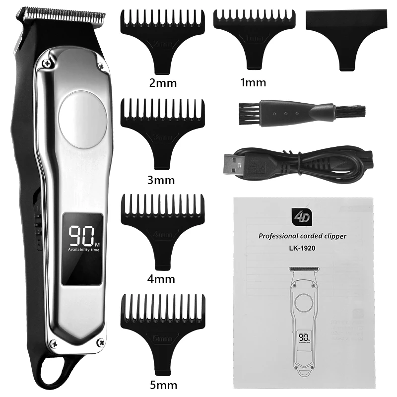 Professional Barber Hair Clipper Rechargeable Electric T-Outliner Cutting Machine Beard Trimmer Shaver Razor for Men Cutter