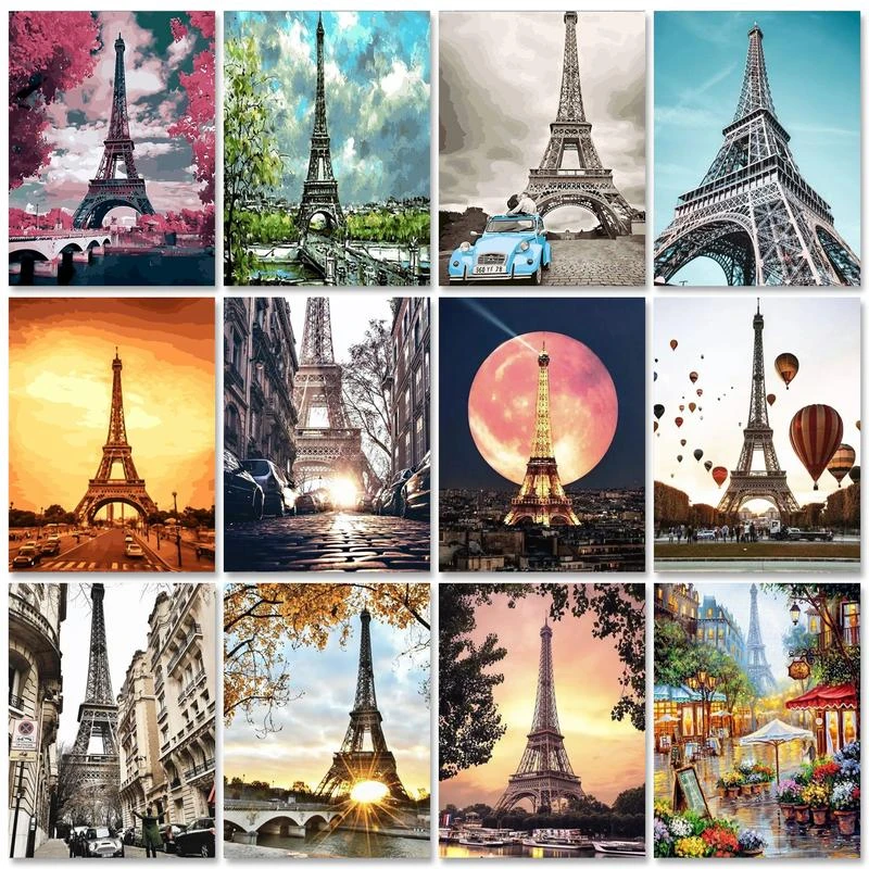 RUOPOTY Paris Street DIY Painting By Numbers Handpainted Canvas Painting Home Wall Art Picture For Living Room Unique Gift 40X50