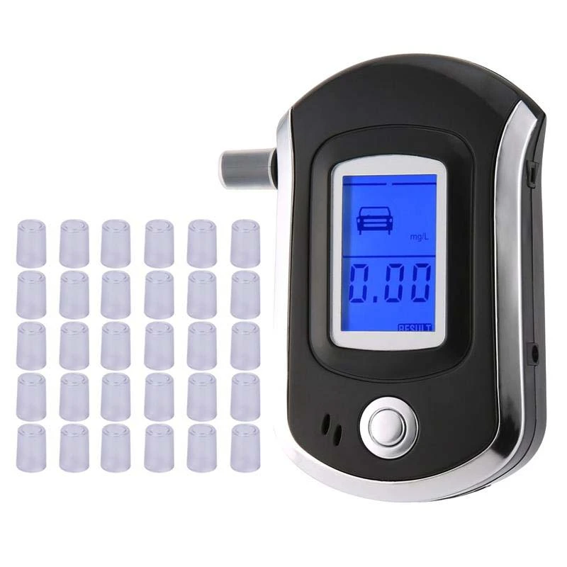 AT6000 Alcohol Tester with6/31Mouthpieces Professional Digital Breath Breathalyzer with LCD Dispaly Bafometro Alcoholimetro dfdf