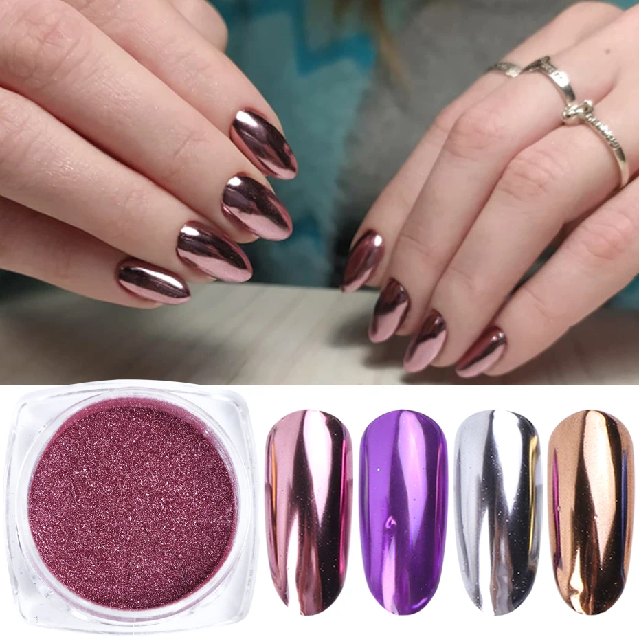 1pcs Nail Art Mirror Pigment Powder Nail Glitter Dip Powder Rose Gold Shining Chrome Powder Decoration UV Gel Polish JIC/ASX