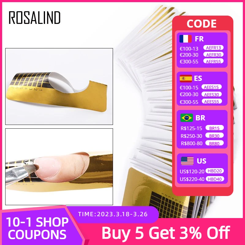 ROSALIND Nail extension Nail molds french manicure for nails Sticker 100PCS/Lot Professional Acrylic Nail Art Forms manicure