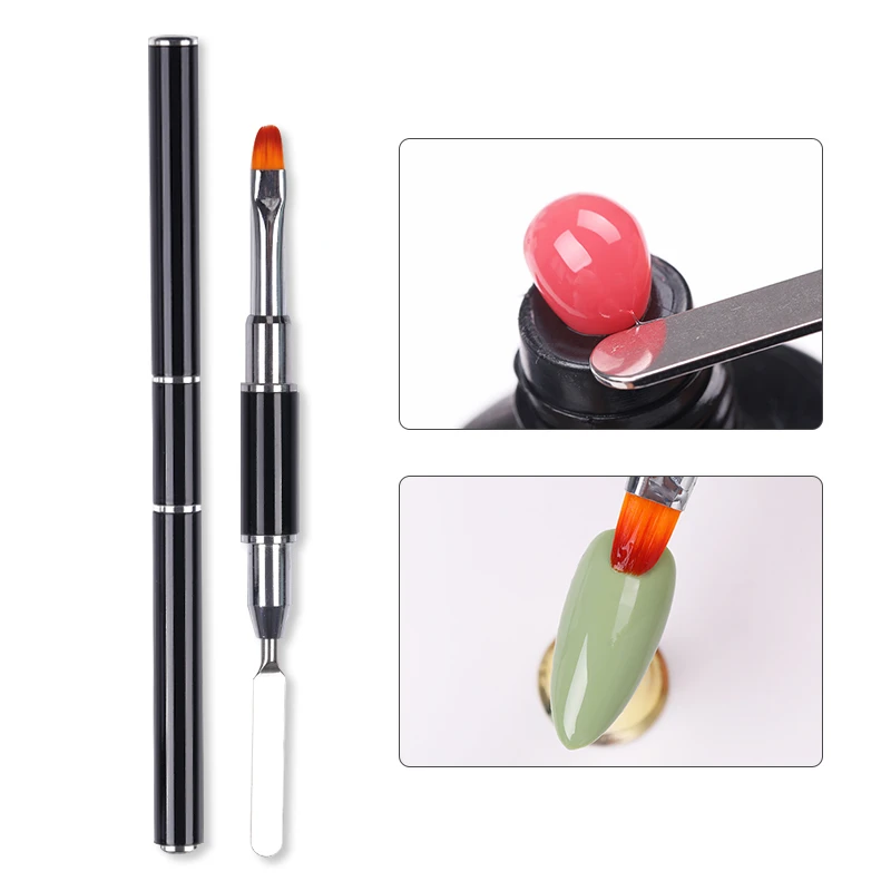 1PC Dual Ended Nail Art Brush UV Gel Extension extension Flower Drawing Pen Brush UV Gel Remover Spatula Stick Nail Art Tools