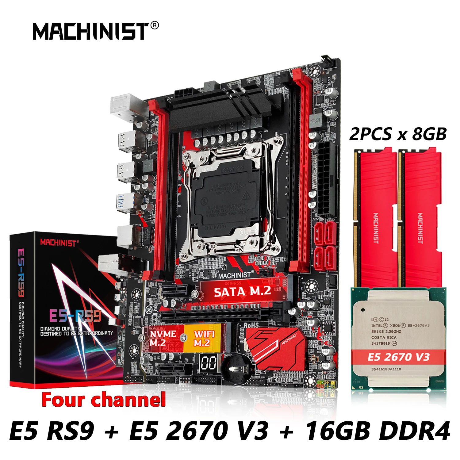 Machinsit X99 Motherboard With XEON E5 2673 V3 CPU 2*8GB DDR4 2133 ECC Memory Combo Kit Set LGA 2011-3 Processor Four-channel