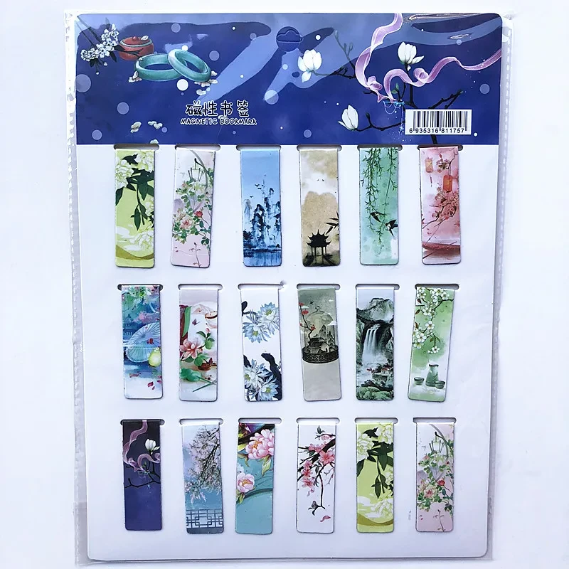 18pcs/set Cute Cat Flower Magnetic Paris Bookmark Luminous Cartoon Animals Daily Magnet Book Mark Children Bookmarks for books