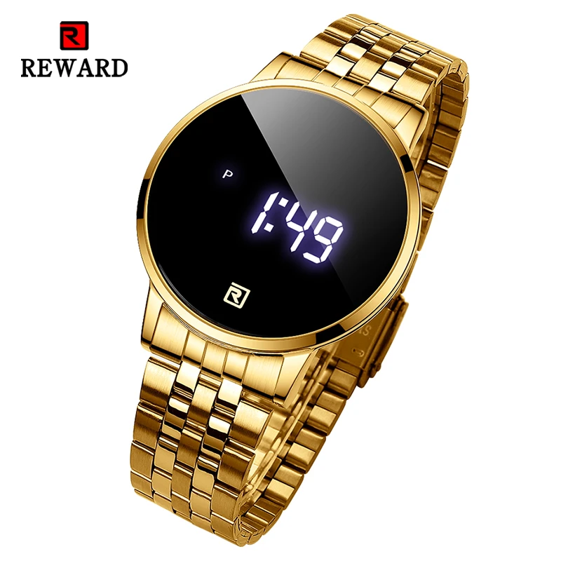 Hot Reward Digital Couple Wristwatch Touch Screen Sport Waterproof Men Wrist Watch Simple Luxury Stainless Steel Watch for Man