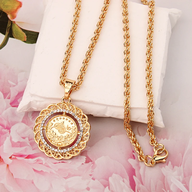 Turkish Fashion Pendant Necklace Slid Chain Luxury Gold Necklace for Women Accept Drop Shipping
