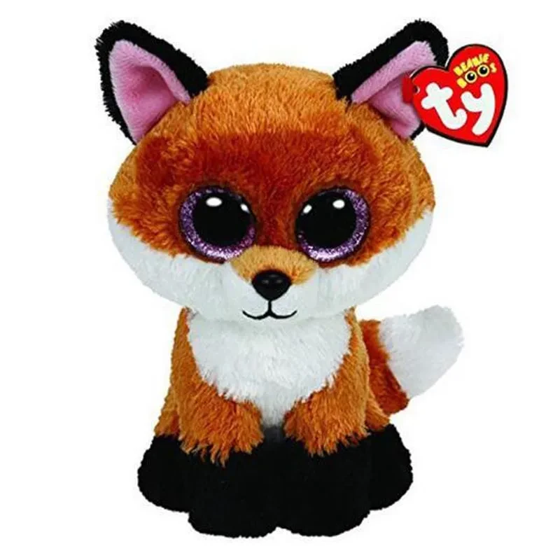 15cm Ty Plush Animal Doll Slick Fox Soft Stuffed Toys Cute Ty Beanie Big Eye Doll Children Birthday Gift