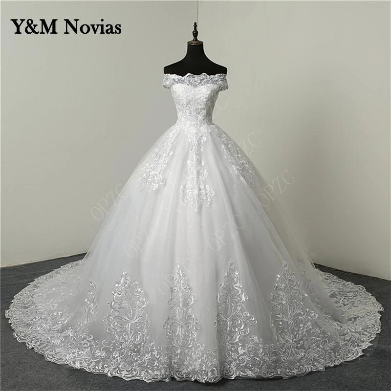 Real Vedio Luxury Lace Applique Plus Size Wedding Dress Embroidery 2021 New Long Train Sweetheart Bride Gown Vestidos De Noiva