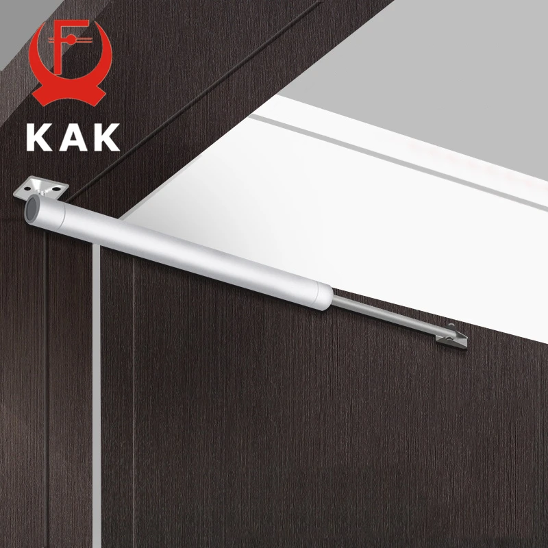 KAK Automatic Door Closer 60kg Aluminum Alloy Soft Closing Adjustable Gas Spring 110 Degree Positioning Stop Door Hardware