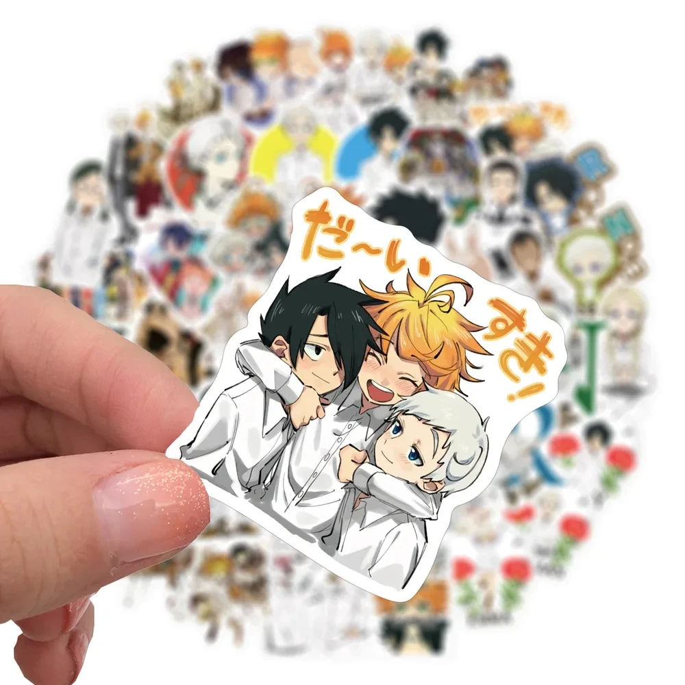 10/50Pcs The Promised Neverland Stickers Anime Decal For Refrigerator Fridge Skateboard Laptop Luggage Pegatinas Graffiti Toy