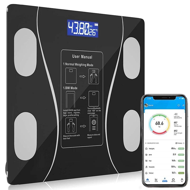 Bluetooth Body Fat Scale BMI Scales Smart Wireless Digital Bathroom Weight Scale Body Composition Analyzer Weighing Scale