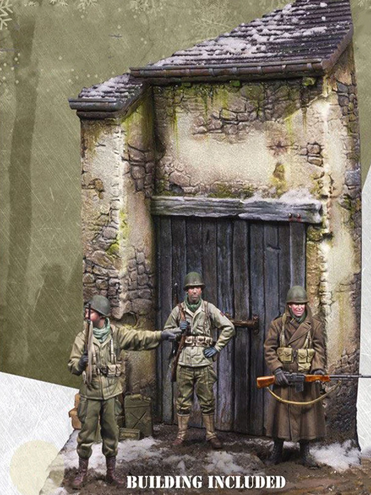1/35 ancient crew stand  include 3 and scenery  Resin figure Model kits Miniature gk Unassembly Unpainted