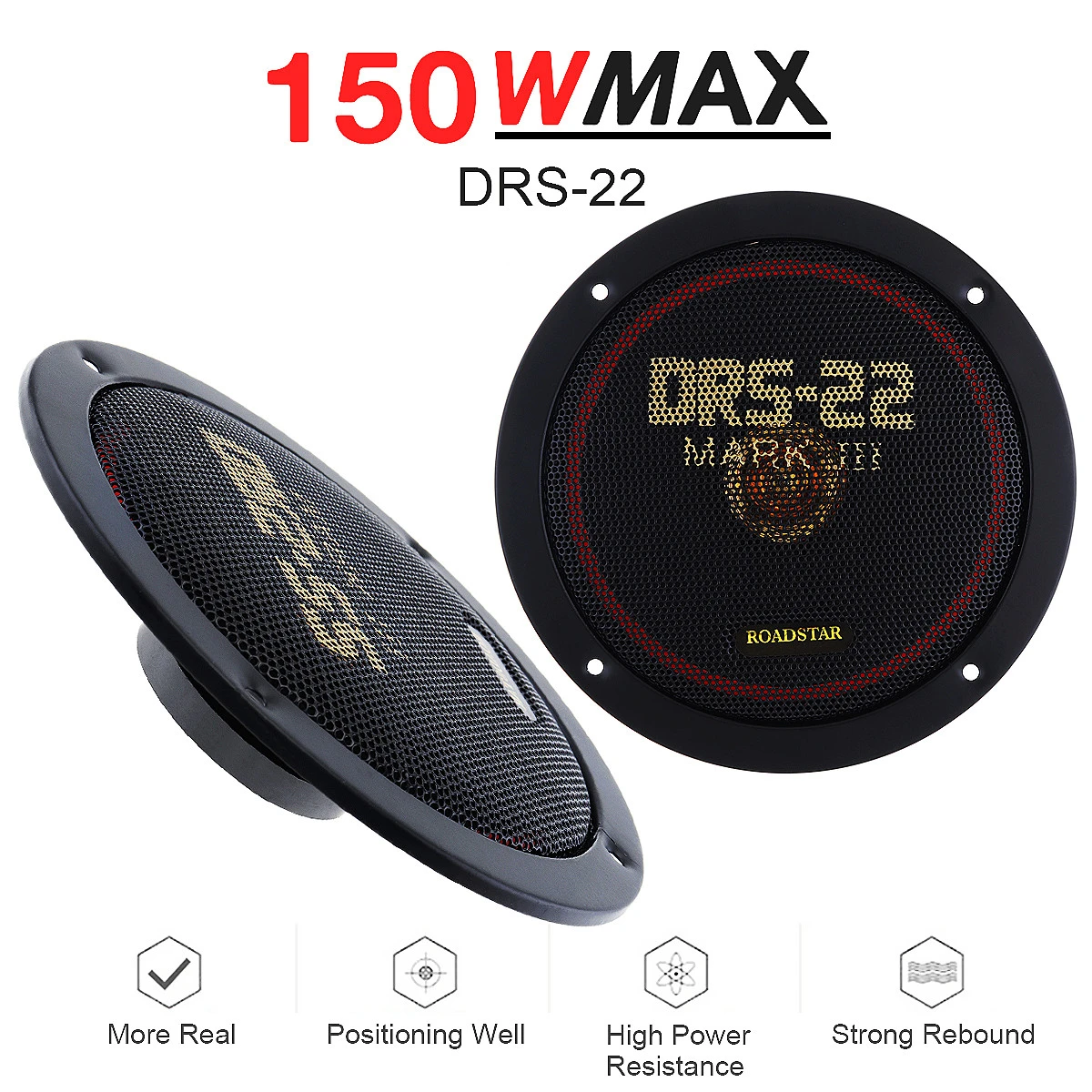 2pcs 6.5 Inch 12V 150W Car Coaxial Speaker Set Vehicle Door Auto Music Stereo Full Range Frequency Hifi Speakers Non-destructive