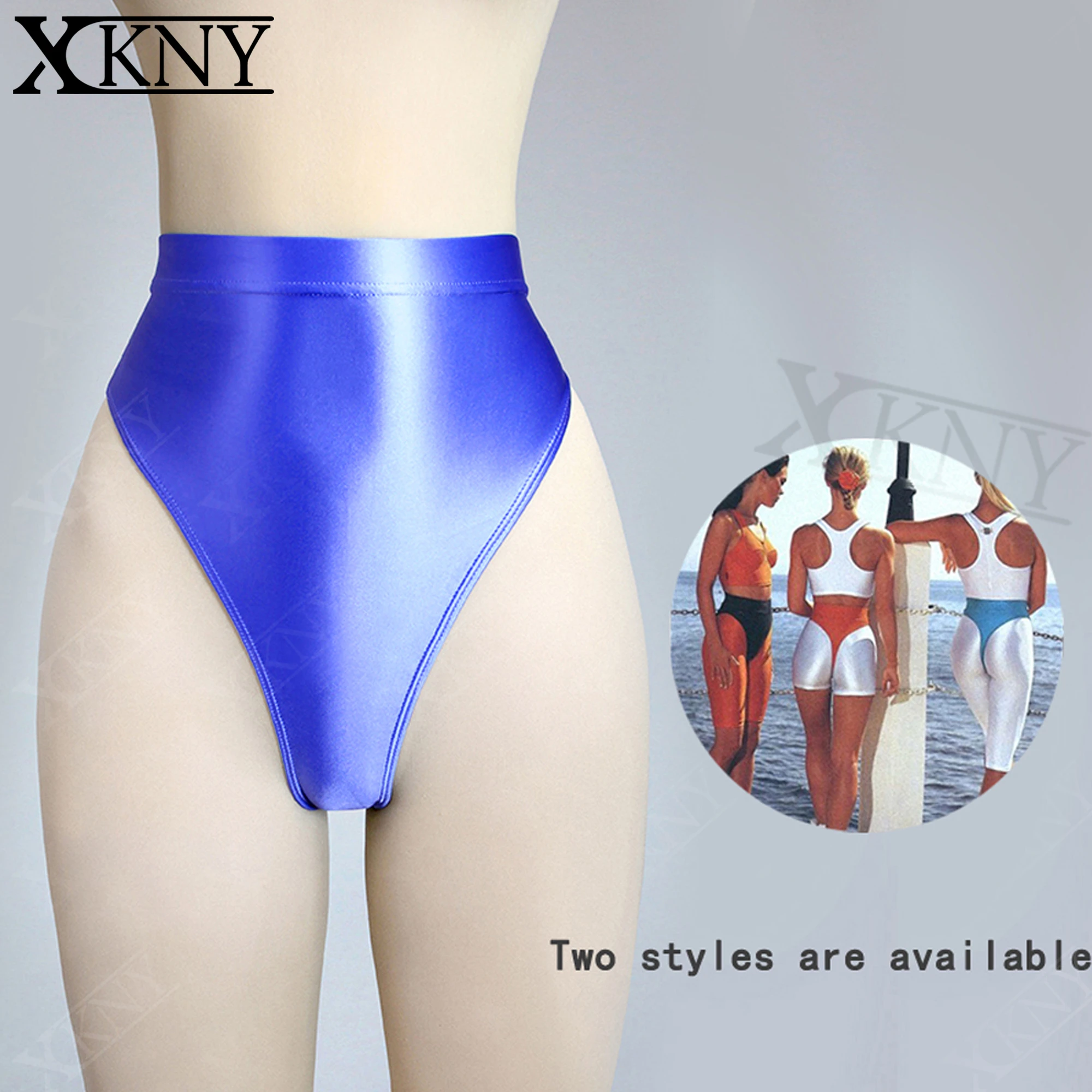 XCKNY glossy t-shaped pants with buttocks sexy solid bikini high waist sexy tights underpants and high fork briefs