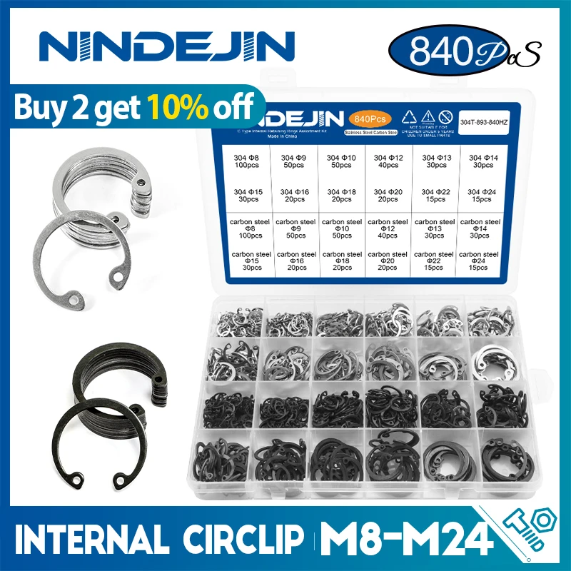445pcs C type internal circlip retaining rings assortment kit for hole stainless steel carbon steel circlip snap rings DIN472