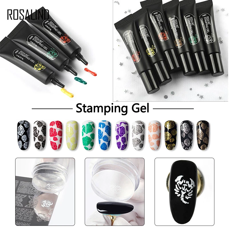 ROSALIND Stamping Printing Gel Nail Polish Semi Permanent Hybrid For Manicure Art Design Varnish Poly Nail Gel UV Base Top Coat