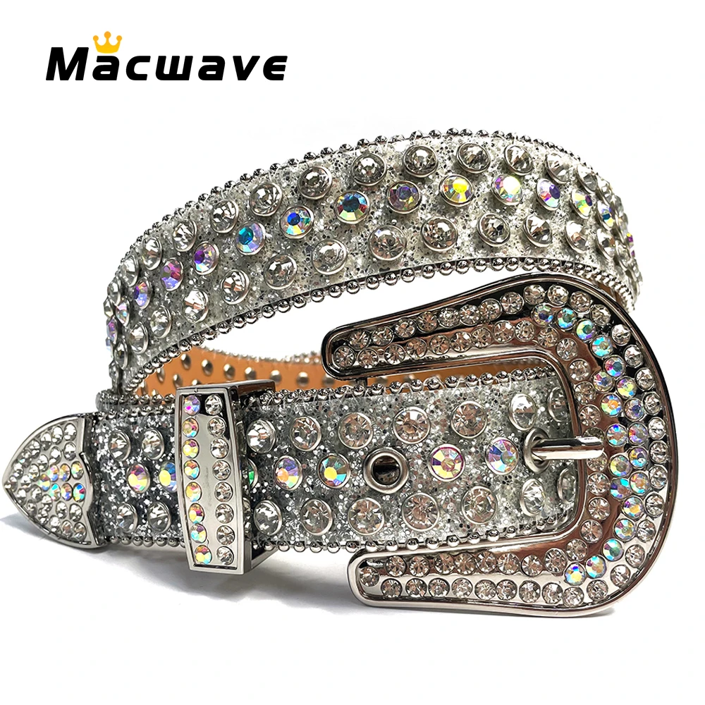 Fashion Luxury Strap Diamond Belt Western Crystal Studded Belt Cowgirl Cowboy Rhinestone Belt For Women Men Jean Cinto De Strass