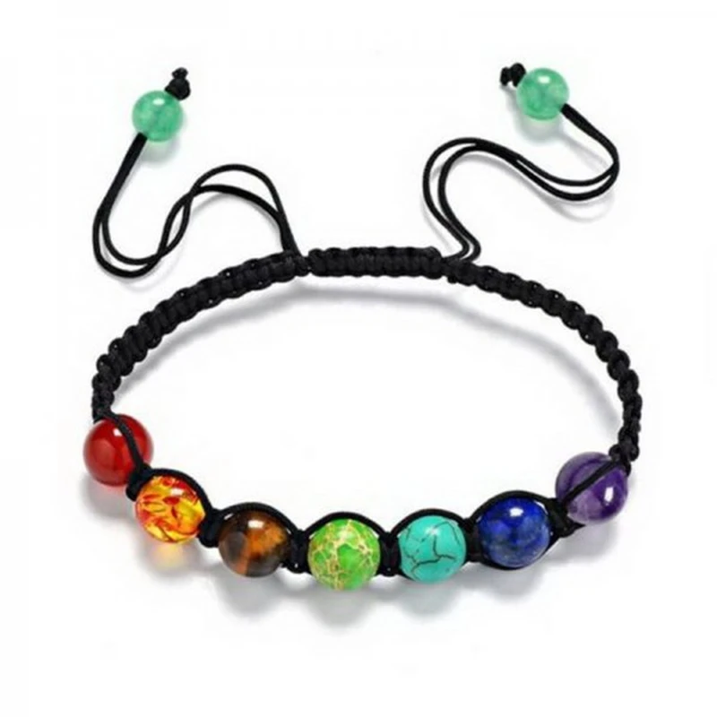 Fashion Elegant Lotus Colorful 7 Chakra Yoga Bracelet Healing Balance Beads Reiki Natural Stones Bracelet For Women Jewelry Gift