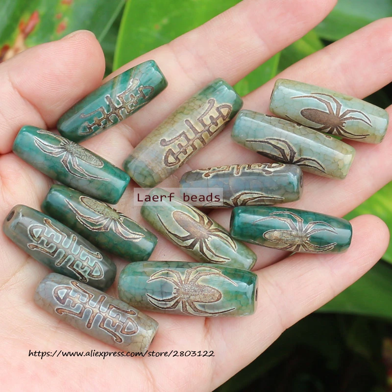 1Pcs , Around 10X30mm Many patterns Tibet Dzi agates  Beads ,For DIYJewelry making! Mixed wholesale for all items !