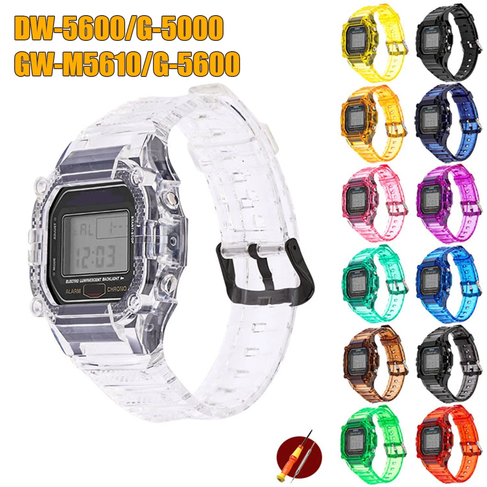 TPU Resin Case Watch Strap for Casio G-Shock DW-5600 GW-M5610 M5600 GLX-5600 Refit Replacement Wrist Band Bracelet Accessories