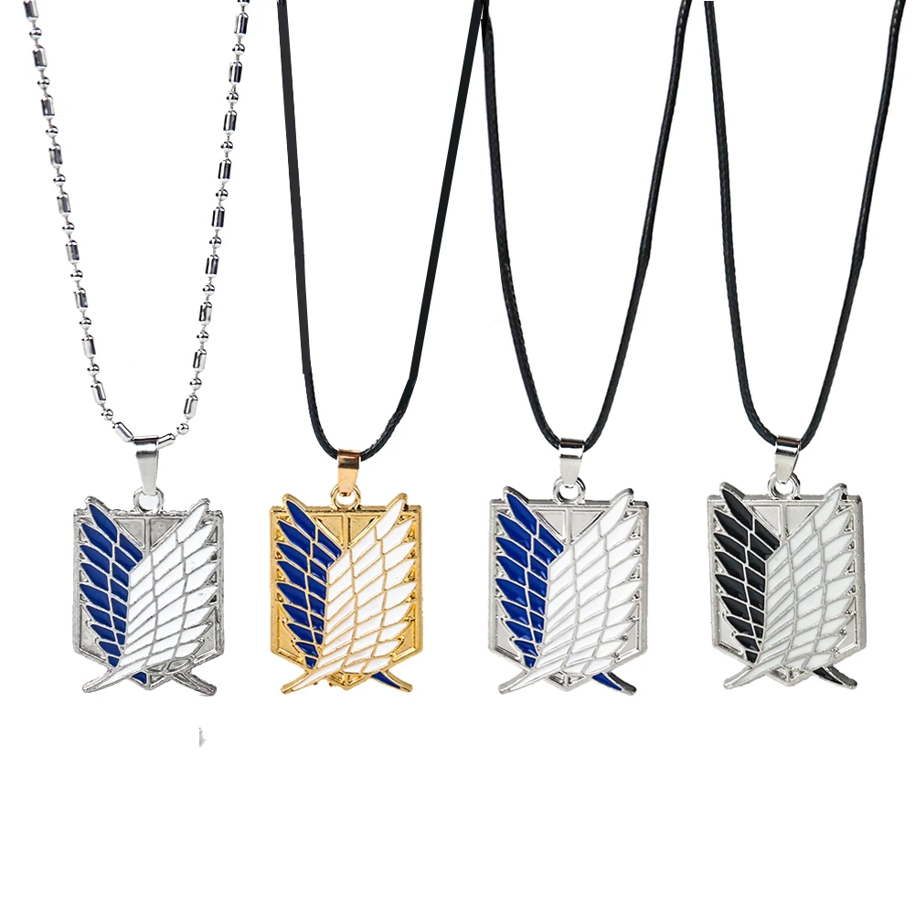 Animation Attack on Titan Necklace Pendants Freedom Wings Of Liberty Metal Unisex Chain Pendant Cosplay Survey Corps Erwin Eren