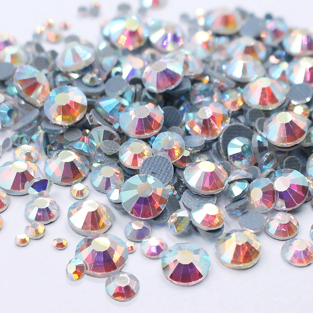 Ss6-Ss30 Mix Size Hotfix Rhinestones Flatback Adhesive Stones Glitter Crystals Strass Beads Iron On Rhinestones for Clothes Gems