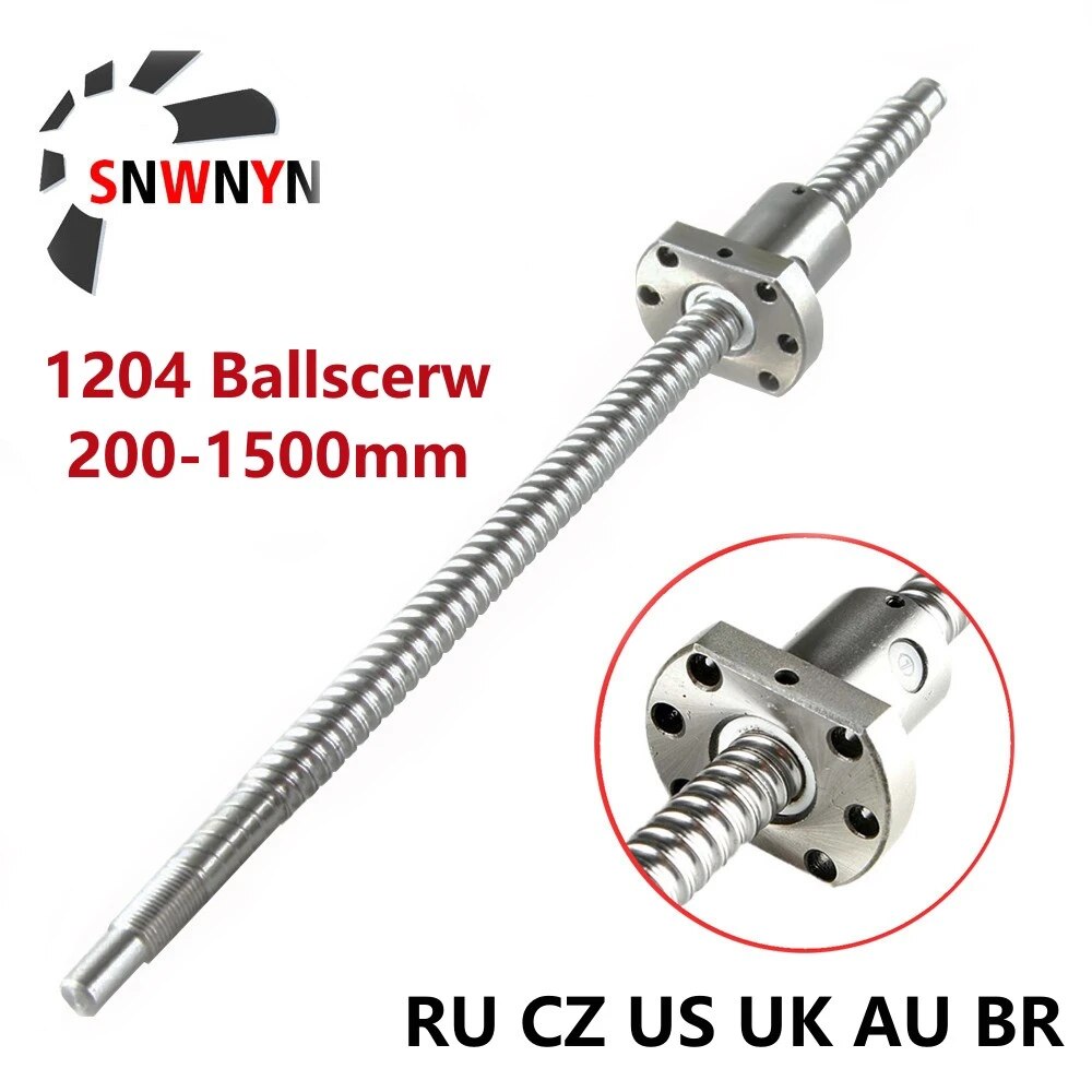 FREE SHIPPING Machined 1204 Ball Screw SFU1204 250 300 500 600 800 1000mm C7 Roller Ballscrew With Single Ball Nut For CNC Parts