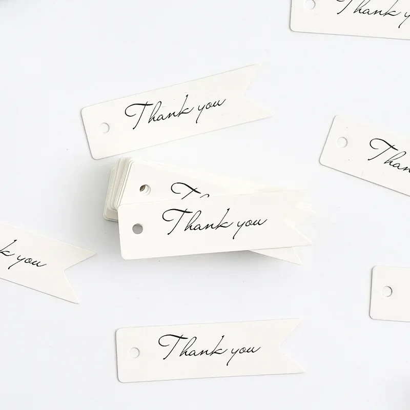 100pcs White Kraft Paper Tags Thank You Handmade Gift Tag Labels Gift Box Bags Packing Decoration DIY Craft Hang Tag Paper Label