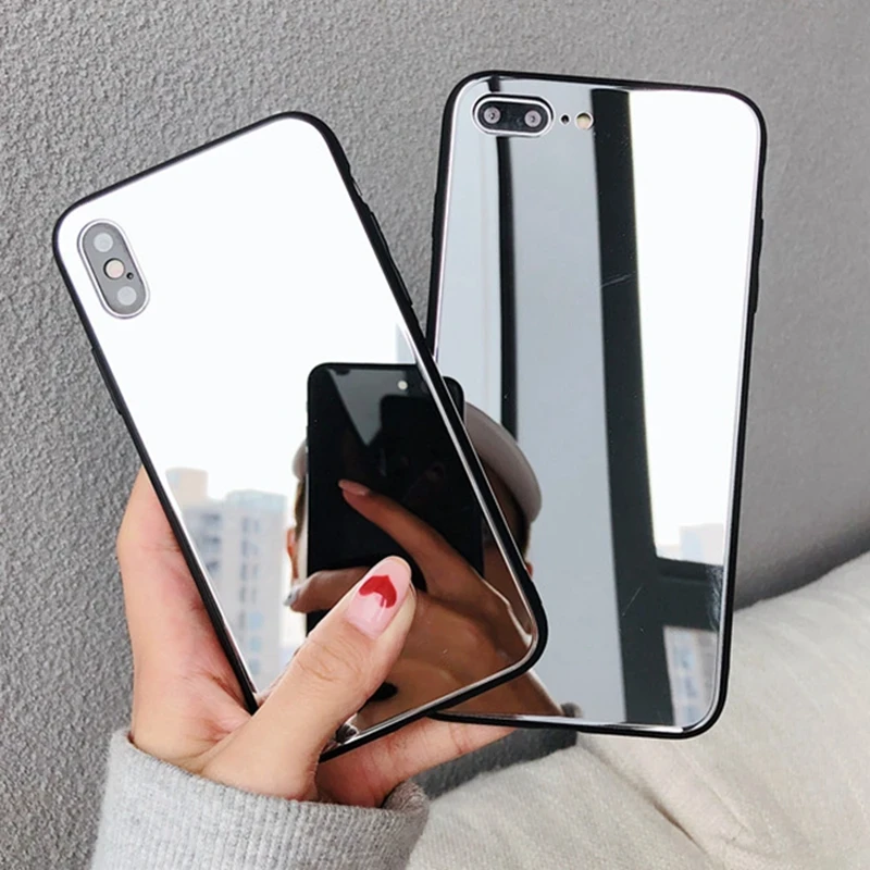 TPU makeup mirror Case for iPhone 11 12 Pro XS Max Xr X Mobile phone protection Cover for iPhone 8 7 6 6S Plus Cases Funda Coque