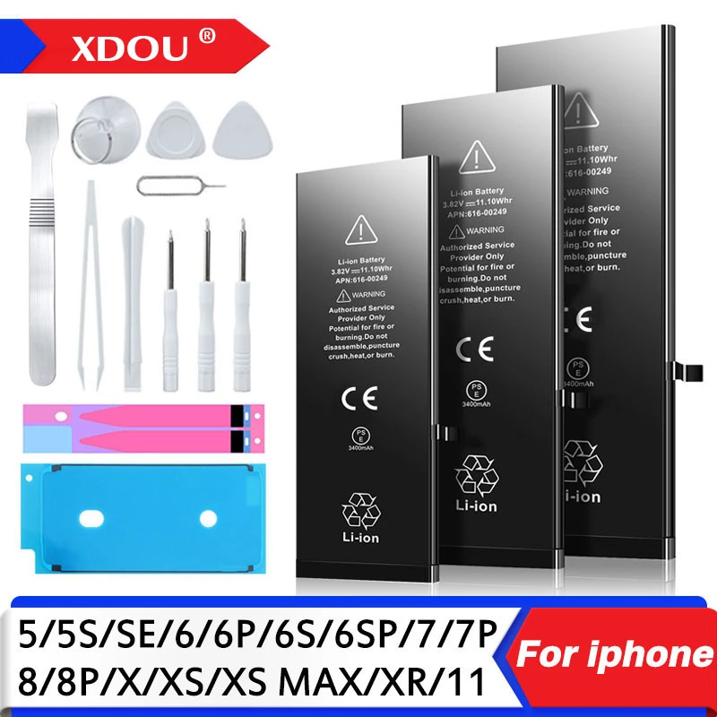 2021 Zero-cycle High-quality Battery For iPhone 5 6 6S 5S SE 7 8 Plus X Xs Max 11 Pro Mobile Phone  With Free Tools Sticker