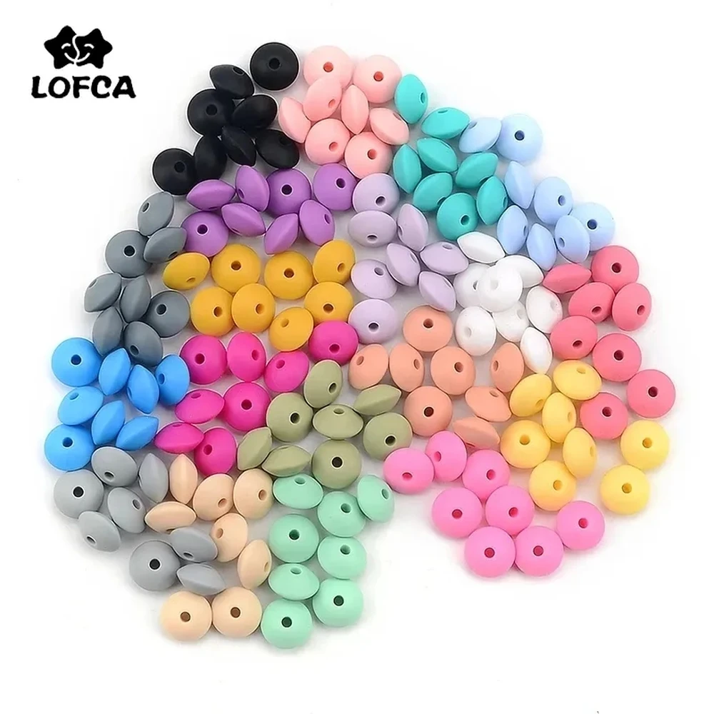 LOFCA 100pcs/lot Silicone Lentil Beads 12mm BPA Free Food Grade DIY Charms Baby Chew Toy Nursing Accessory Teething Necklace