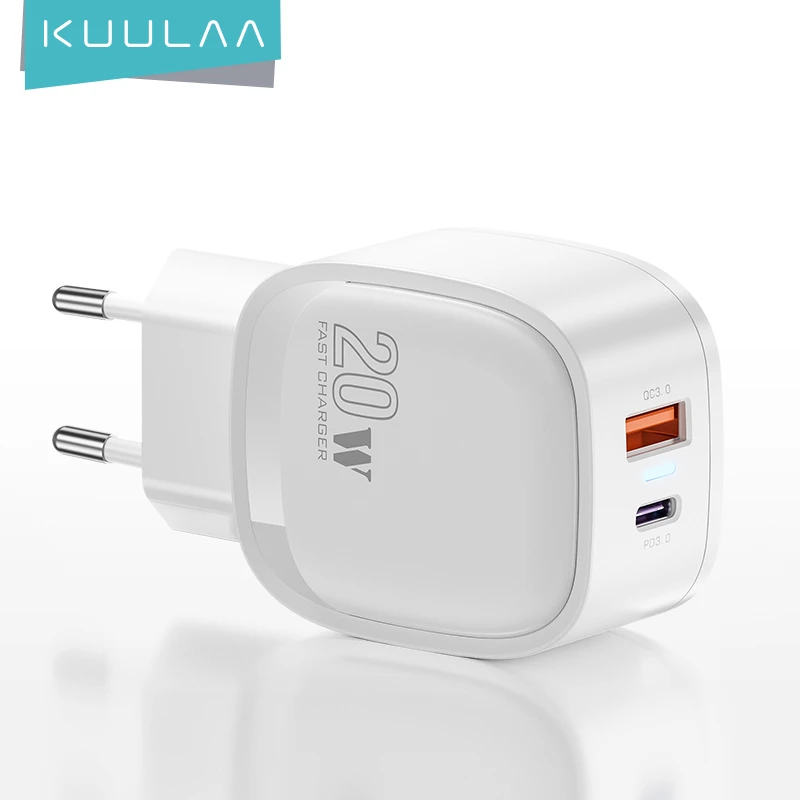 KUULAA Quick Charge QC 3.0 PD Charger 20W USB Type C Fast Charging For iPhone 13 12 11 Pro Max XS 8 Plus Xiaomi PD3.0 QC3.0