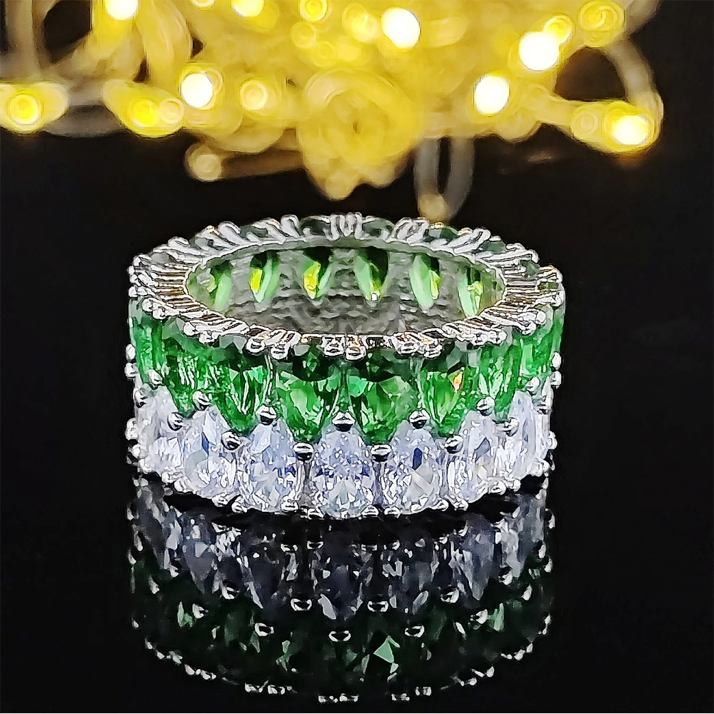 2021 New Trendy Double Drainage Drip 925 Sterling Silver Eternity Band Ring For Women Christmas Gift  Jewelry Bulk Sell R5936