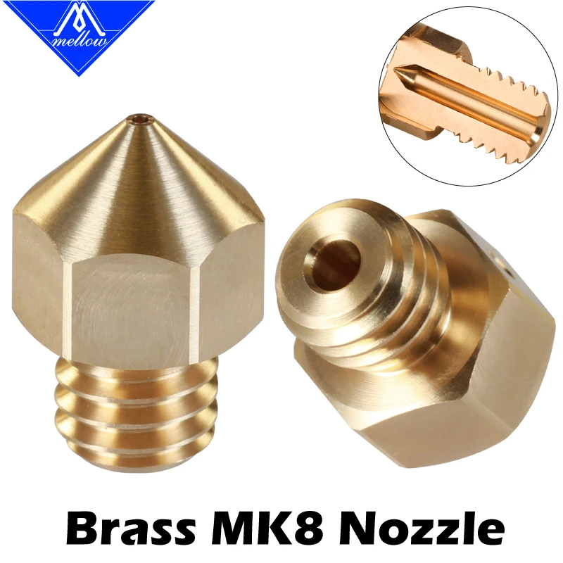 Mellow High Precision 3D Printer Parts Brass Mk8 Nozzles For Ender 3 Cr10 Tarantula Micro Swiss Hotend Brass Mk8 Nozzle