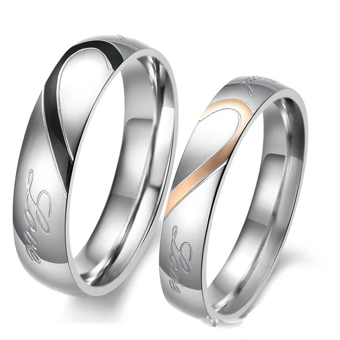 Engagement Wedding Rings for Men Women Engraved Real Love Couple Ring Stainless Steel Trendy Jewelry Valentine's Day Gift