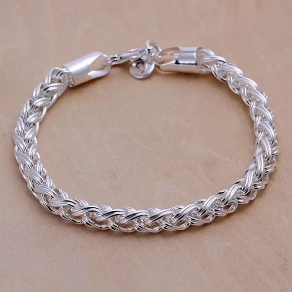 Creative twist circle chain women men silver color bracelets new high -quality fashion jewelry Christmas gifts H070
