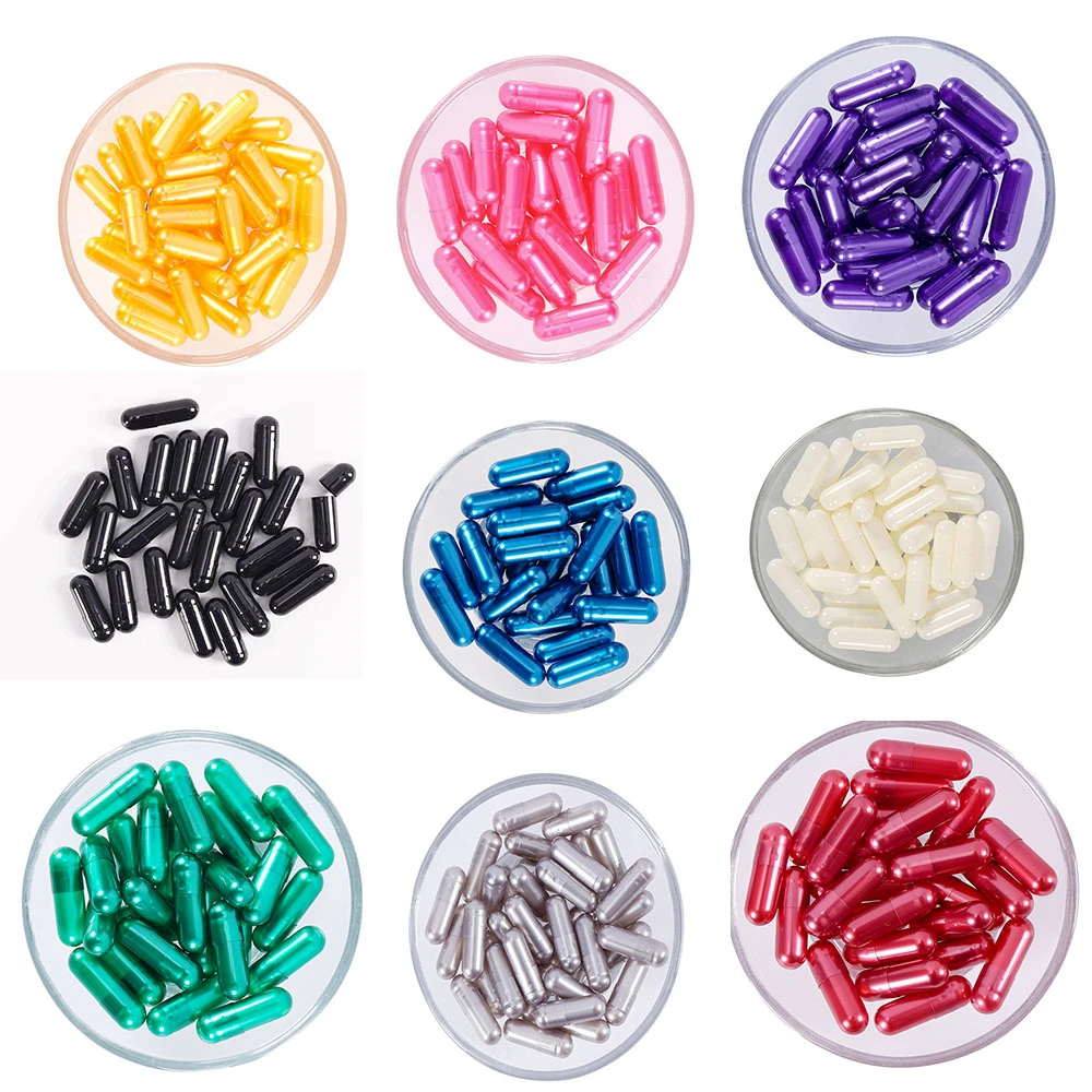 1000PCS Standard Size 00# Colorful Empty Capsules Empty Gelatin Clear Capsules Hollow Hard Gelatin Transparent Joined Capsules