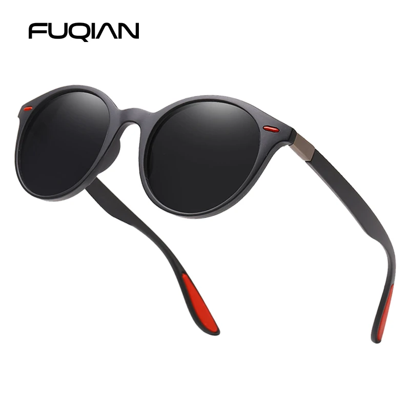 FUQIAN Fashion Round Men Polarized Sunglasses Women Vintage Plastic Sun Glasses For Male Anti Glare Driving Shades Eyewear UV400