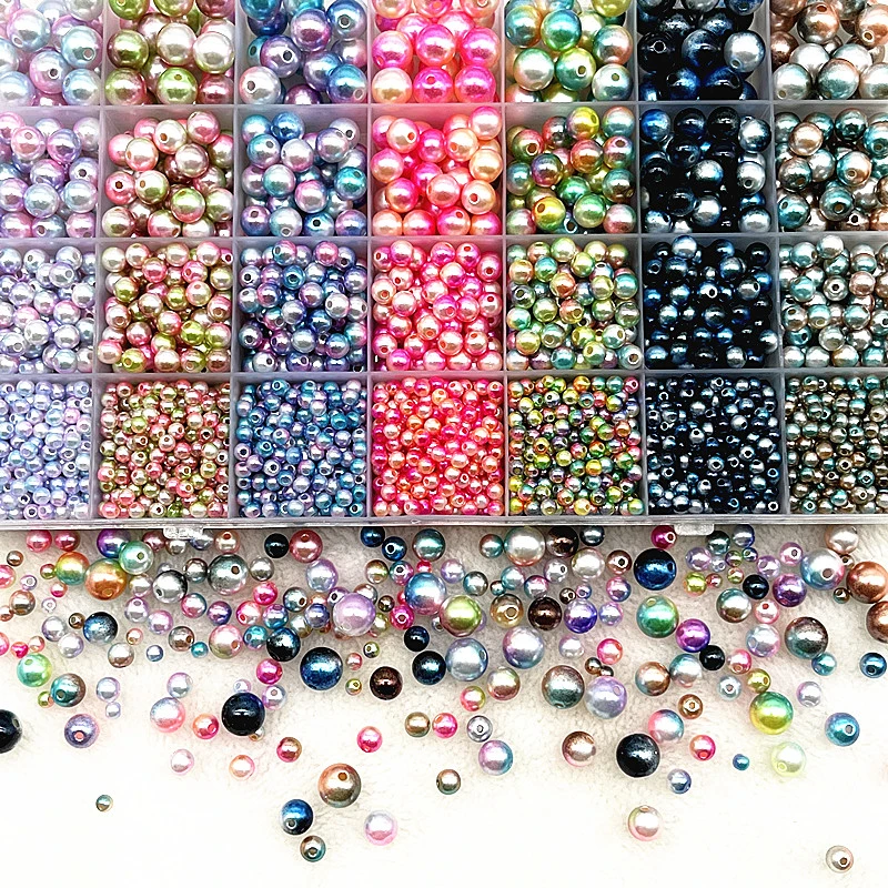 Wholesale Dia 4/6/8/10mm 30-200pcs Acrylic Round Pearl beads Loose Pearl Beads for Necklace Bracelet DIY Jewelry Making