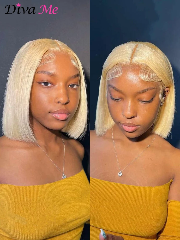 13x1 4x4 13x4 Bob Wig 613 Honey Blonde Bob Lace Front Human Hair Wig Remy Brazilian Straight 1B 613 Ombre Colored Wigs for Women