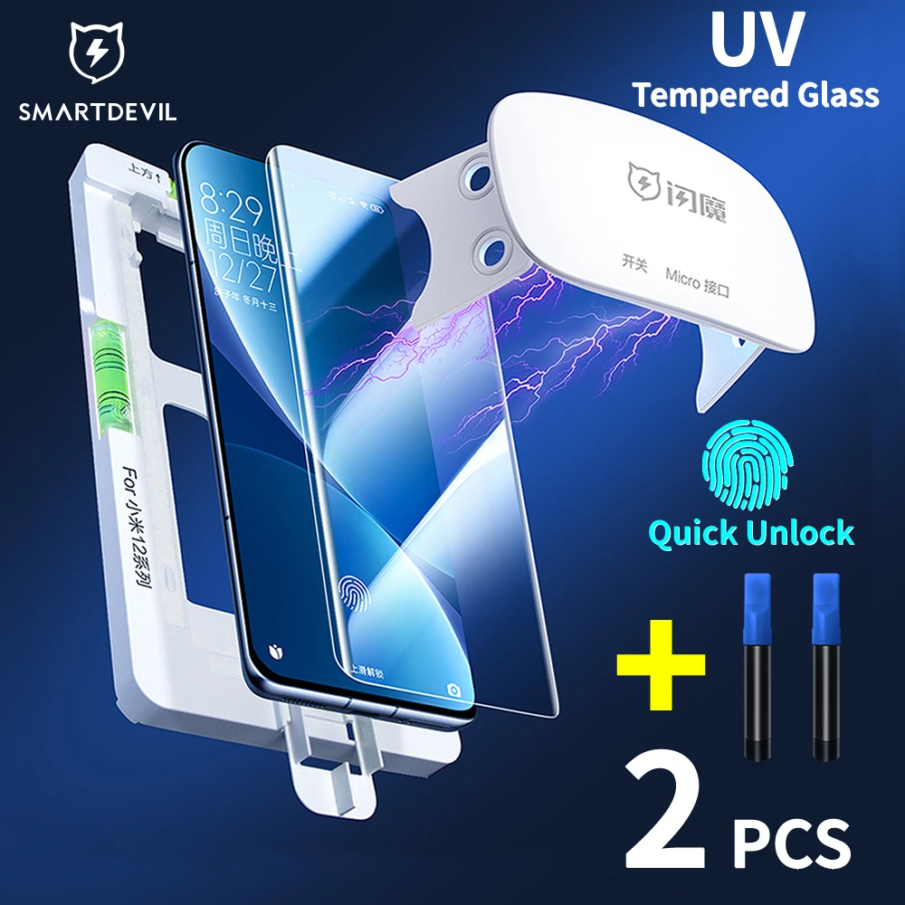 SmartDevil Full Glue UV Tempered Glass For Xiaomi mi 11 11 pro 11 Ultra UV Screen Protector For Xiaomi mi 10 10S 10 Pro 10 Ultra