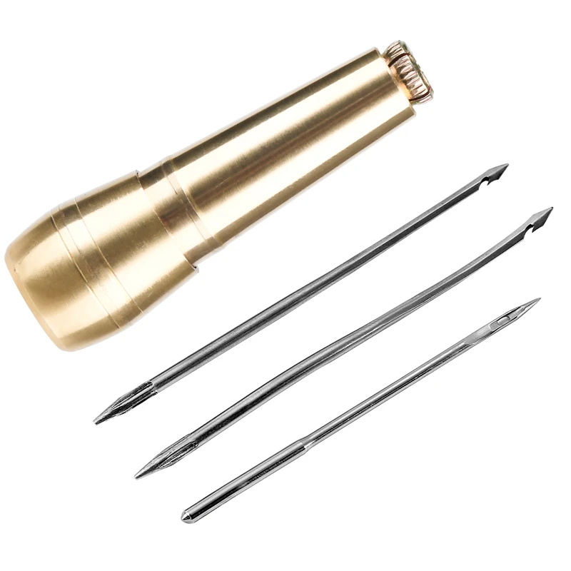 MIUSIE 1-4Pcs Canvas Leather Tent Shoes Sewing Awl Taper Leather craft Needle Kit Repairing Tool Sets Hand Stitching