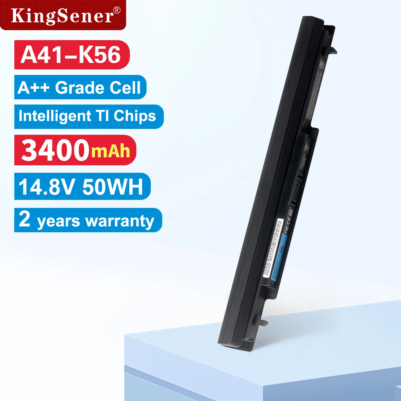 KingSener New A41-K56 Laptop Battery for ASUS K46 K46C K46CA K46CM K56 K56CA K56CM S46C S56C R505CA A32-K56 A42-K56 15V 2950mAh