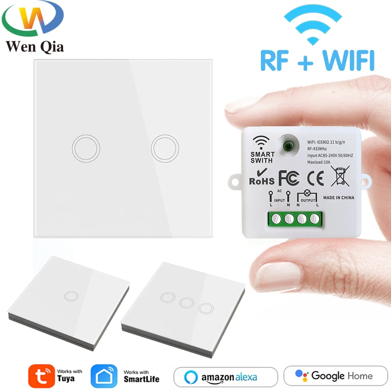 Mini WIFI Smart Light Switch Tuya Smart Life APP Wall Panels Touch Switch 433Mhz DIY Relay Module Timer Voice Google Home Alexa